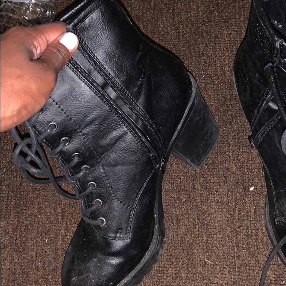 Black laced booties